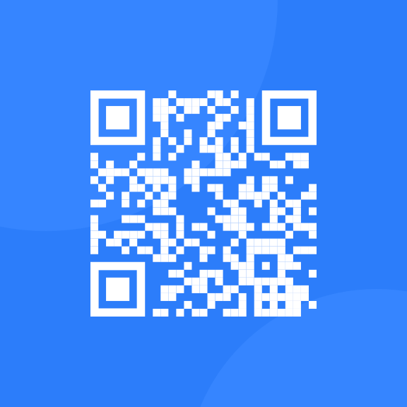 QR code at blue background